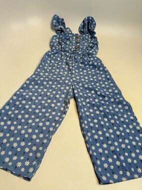 Lily Bleu Blue Daisy Print Girls' Overalls